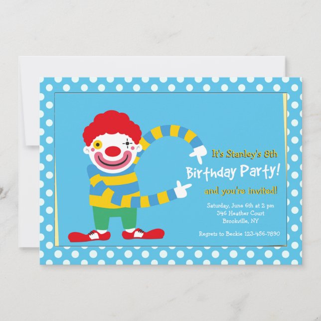 Invitation Joyeux Clown Deux (Devant)