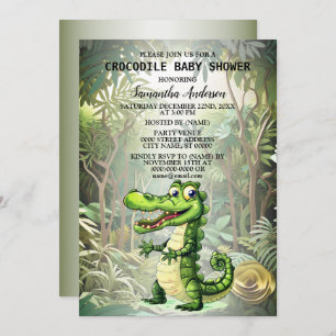 Invitation Joyeux Crocodile sauvage arbres de la jungle belle