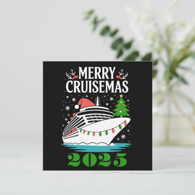 Invitation Joyeux Cruisemas Personnalisé Famille Bateau De Cr (Debout devant)