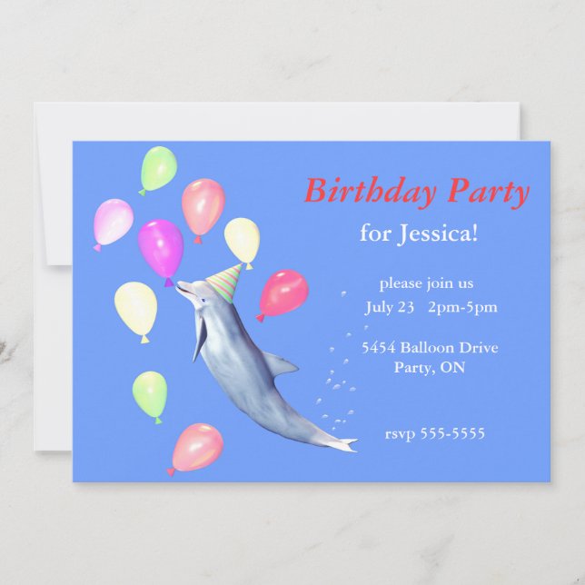 Invitation Joyeux dauphin d'anniversaire (Devant)