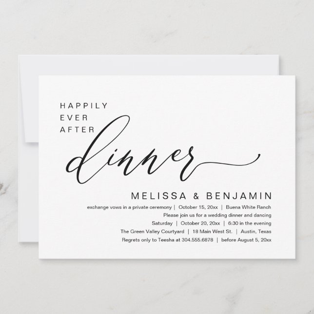 Invitation Joyeux dîner de mariage romantique pour toujours (Devant)