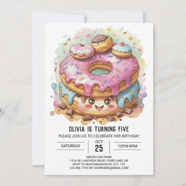 Invitation Joyeux Donuts au chocolat Anniversaire (Devant)