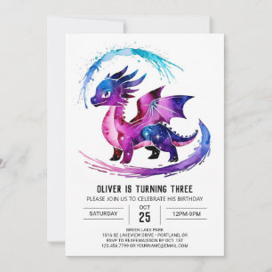 Invitation Joyeux Dragon Digital Boy Anniversaire