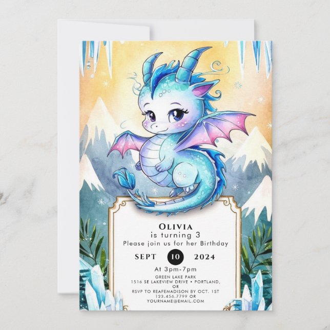Invitation Joyeux dragon magique Anniversaire (Devant)