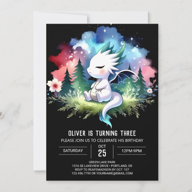 Invitation Joyeux dragon Woodland Anniversaire (Devant)
