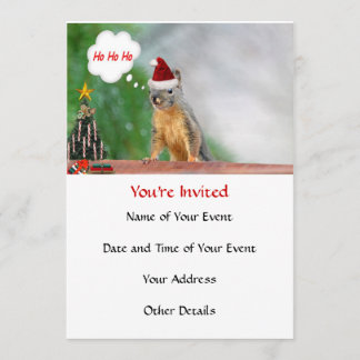 Invitation Joyeux écureuil de Noël Dit Ho Ho!