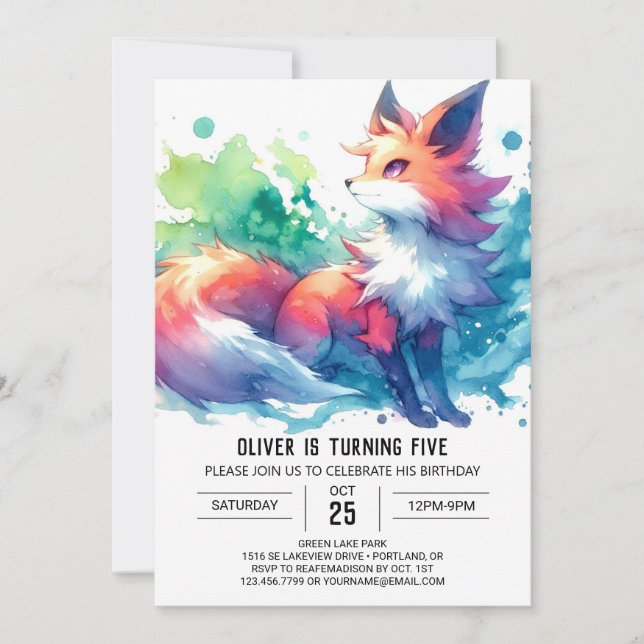 Invitation Joyeux Elegant Fox anniversaire (Devant)