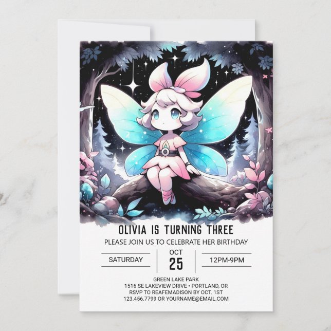 Invitation Joyeux Enfants Fairy Anniversaire (Devant)