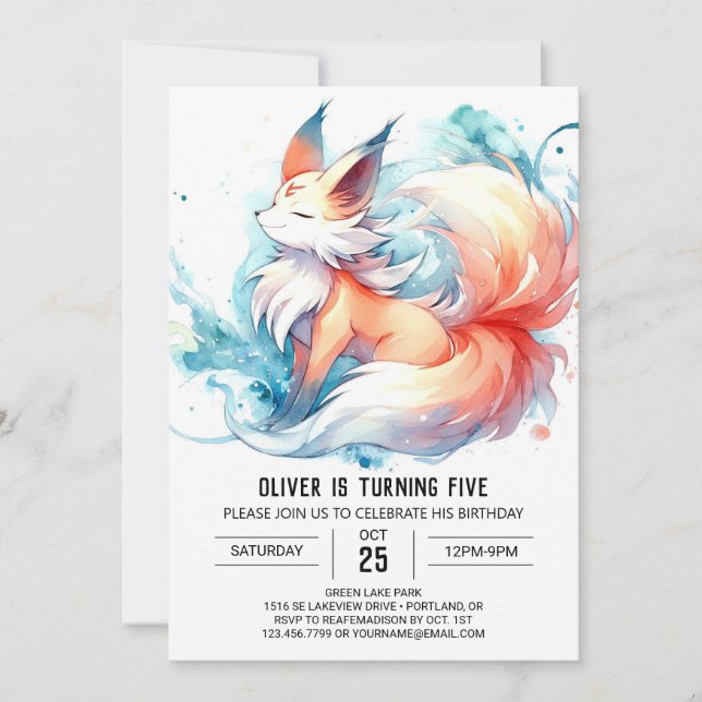 Invitation Joyeux Enfants Fox Anniversaire (Devant)