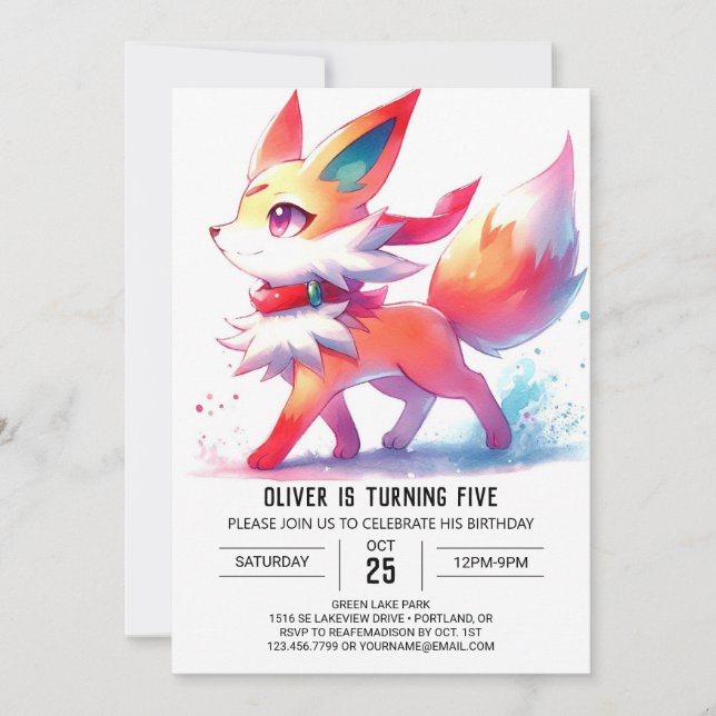Invitation Joyeux Enfants Fox Anniversaire (Devant)
