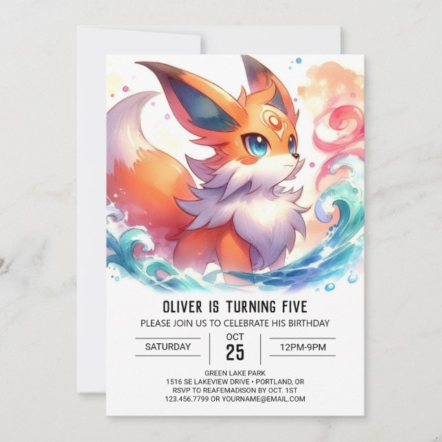 Invitation Joyeux Enfants Fox Anniversaire (Devant)