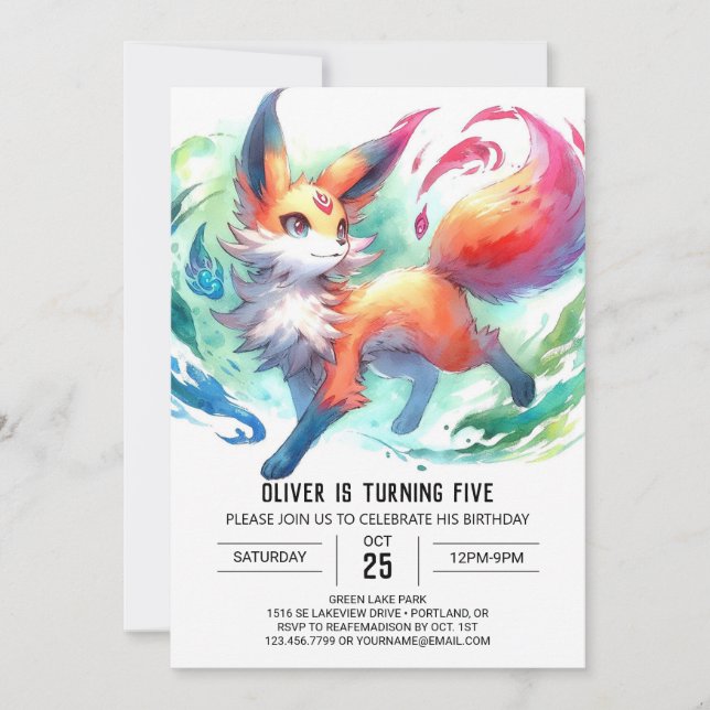 Invitation Joyeux Enfants Renard Anniversaire (Devant)