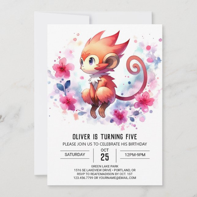 Invitation Joyeux Enfants Singe Anniversaire (Devant)
