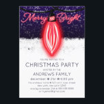 Invitation Joyeux et brillant néon Lightbulbe Noël<br><div class="desc">Cette invitation de Noël moderne et cool est parfaite pour la saison festive. Il est doté d'une ampoule géante de Noël rouge dessinée à la main et d'une illustration du fil suspendu avec la phrase "Joyeux et lumineux", en néon brillant sur un arrière - plan neigeux bleu foncé et blanc....</div>