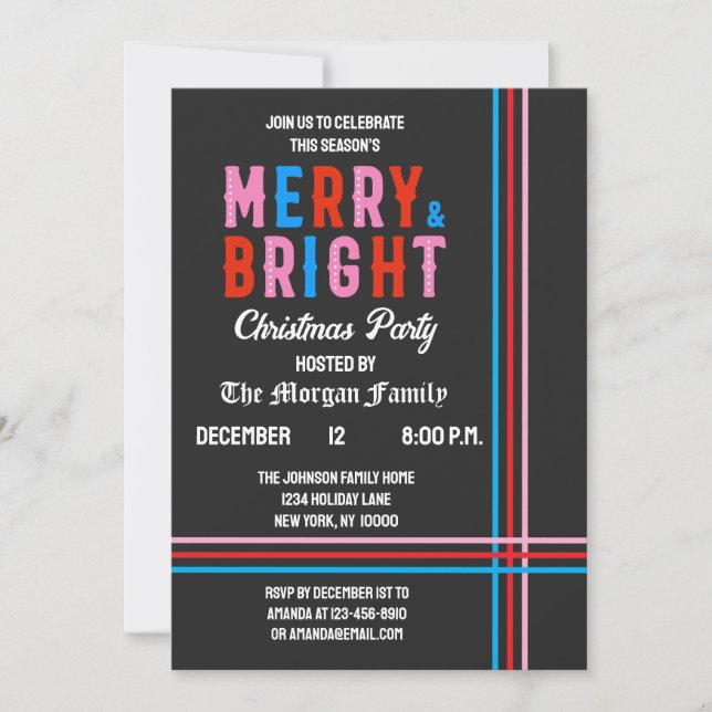 Invitation Joyeux et lumineux Joyeux Noël (Devant)