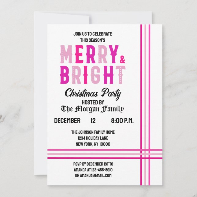 Invitation Joyeux et lumineux Joyeux Noël (Devant)