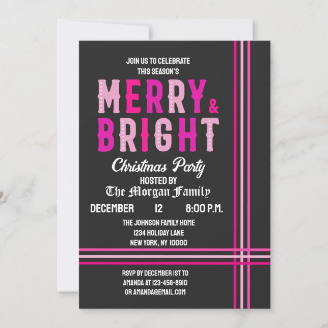 Invitation Joyeux et lumineux Joyeux Noël (Devant)