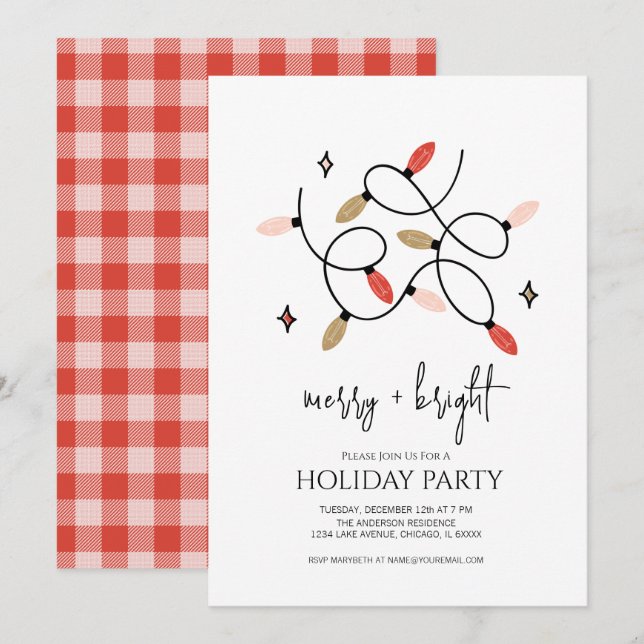 Invitation Joyeux et lumineux Noël (Devant / Derrière)