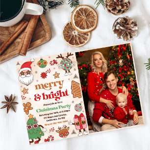 Invitation Joyeux Et Lumineux Retro Noël Fête de Noël