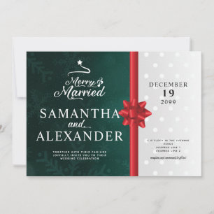 Invitation Joyeux et marié moderne Noël étoile Arbre Mariage