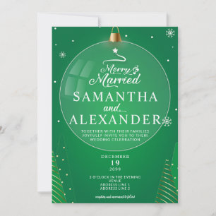 Invitation Joyeux et marié Photo vert Noël étoile Mariage