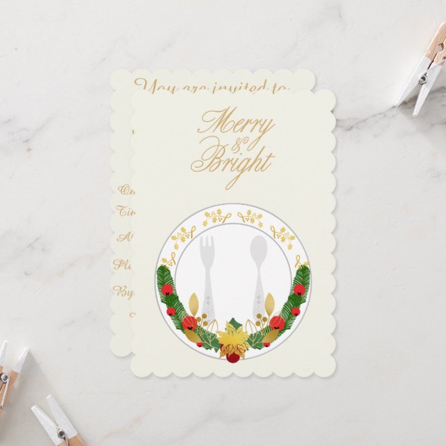 Invitation Joyeux et souper de Noël (Devant/Arrière en situation)