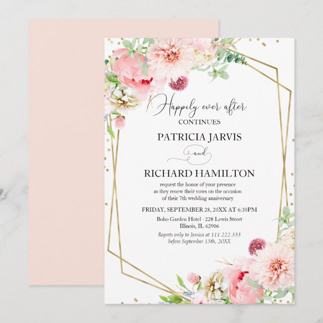Invitation Joyeux Éternel Après Élégant Renouvellement de Vœu (Devant / Derrière)