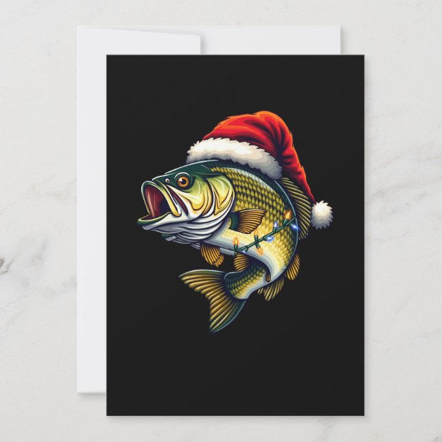 Invitation Joyeux Fish Noël Santa Amateurs de Pêche Drôle Pêc (Devant)