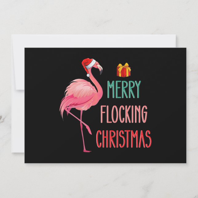 Invitation Joyeux flocage Noël Funny Flamant rose Vacances (Devant)