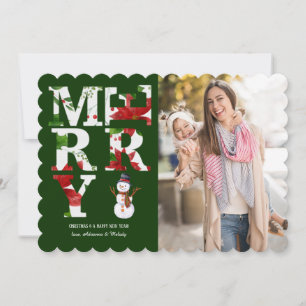 Invitation Joyeux Floral Photo Holiday Card