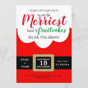 Invitation joyeux fruits gâteaux drôle Père Noël fête de Noël