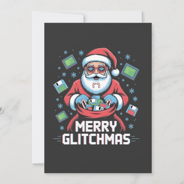 Invitation Joyeux Glitchmas Codage Programmeur Santa Noël (Devant)