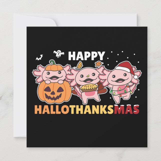 Invitation Joyeux Hallothanksmas Axolotl Noël Axolotls Dans (Devant)