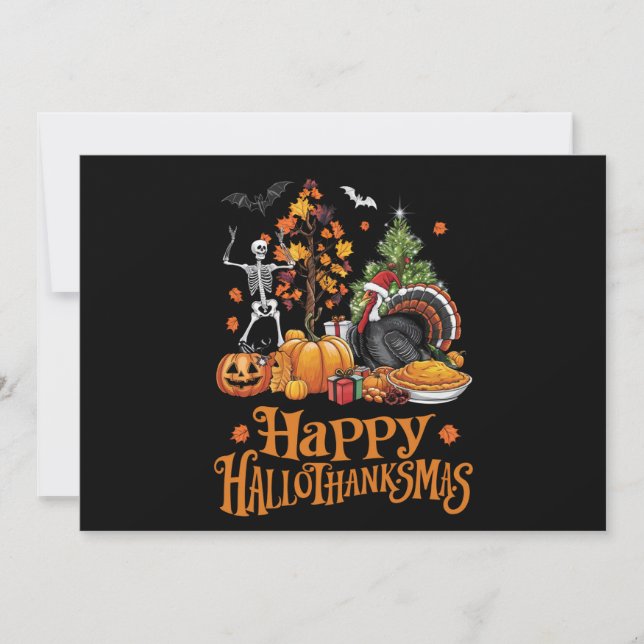 Invitation Joyeux Hallothanksmas Joyeux Halloween Thanksgivin (Devant)