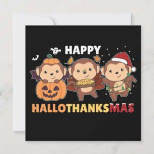 Invitation Joyeux Hallothanksmas Singe Noël Singes Invi