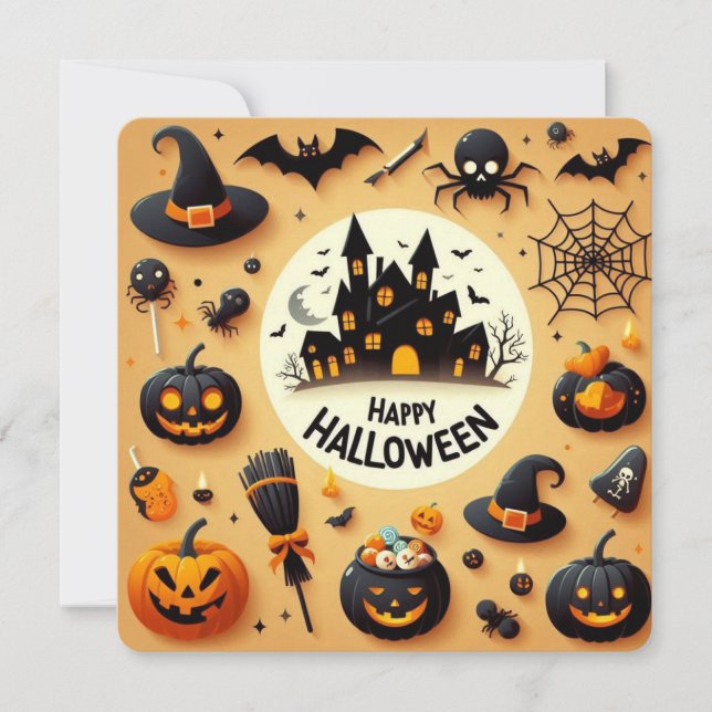 Invitation Joyeux Halloween Amusant Mélange Épouvantable & Ma (Devant)
