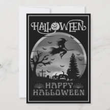 Joyeux Halloween Balai de sorcière gris noir Cimet
