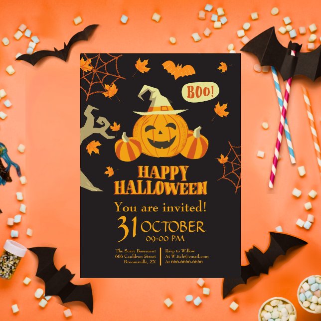 Invitation Joyeux Halloween Citrouille Manger Boire Être Effr (Créateur téléchargé)