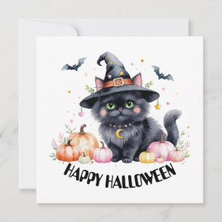 Invitation Joyeux Halloween Cute Black Cat