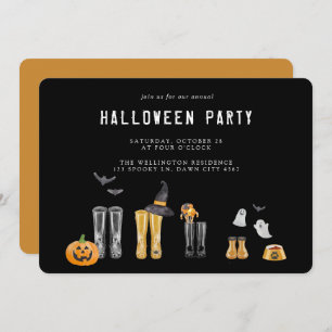 Invitation Joyeux Halloween Cute Black Watercolor Party