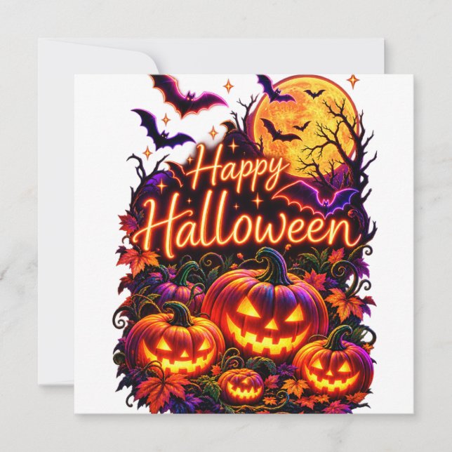 Invitation Joyeux Halloween design sombre  (Devant)