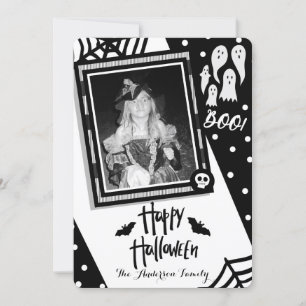 Invitation Joyeux Halloween Fantaisiste Photo Noir & Blanc