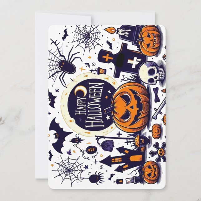 Invitation Joyeux Halloween Mélange Effrayant avec Citrouille (Devant)