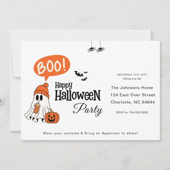 Invitation Joyeux Halloween Moderne (Devant)
