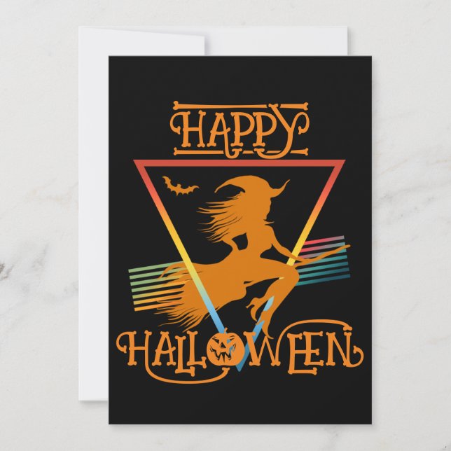 Invitation Joyeux Halloween Sorcière Oranges Noires (Devant)