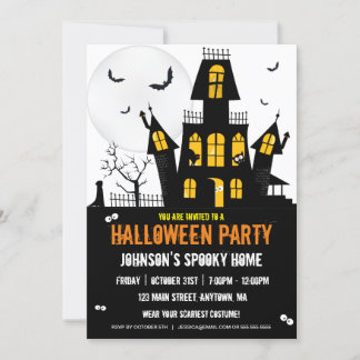 Invitation Joyeux Halloween Trick or Treat Maison Hantée
