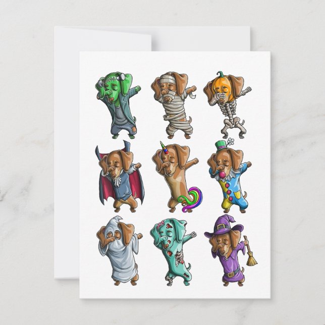 Invitation Joyeux Halloweenie Mummy Dachshund Doxie Chien Hal (Devant)