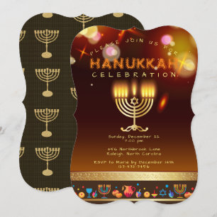 Invitation Joyeux Hanouka, Belle Fête Juive
