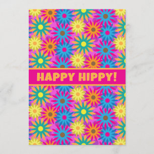 Invitation Joyeux hippy anniversaire 1960 Retro 60e parti Ann
