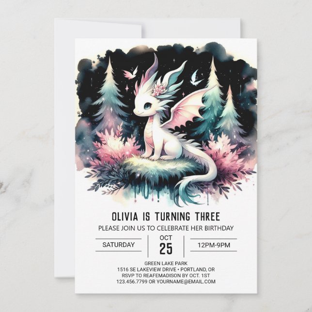Invitation Joyeux Imaginaire Dragon Anniversaire (Devant)